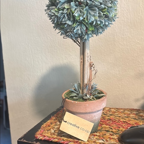 Green and Tan Faux Floral Accent Sphere topiary - Picture 6 of 11